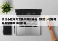 微信小程序开发要学哪些课程（微信小程序开发要学哪些课程内容）