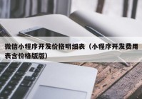 微信小程序开发价格明细表（小程序开发费用表含价格版版）